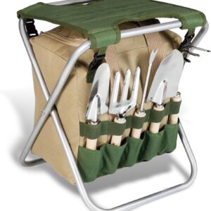 Folding Garden Stool with Tool Set