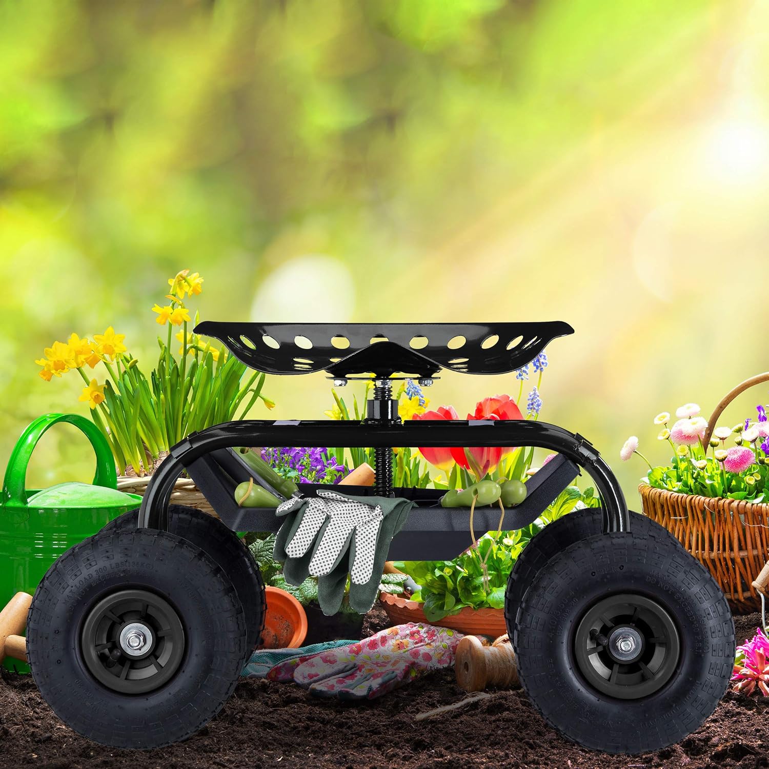 Relaxdays Rolling Garden & Workshop Seat - Image 3